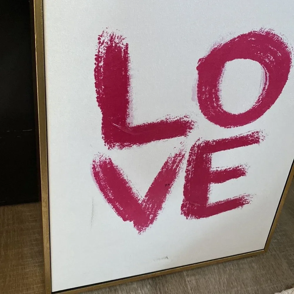 LOVE Wall Art Canvas Framed Artwork Graphic Pop Pink Home Gift Wedding Shower